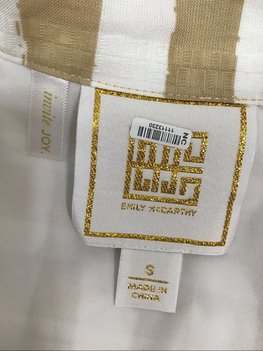 Emily McCarthy Georgia Striped Button-Front Shirt Dress in sand stripe S - Picture 8 of 12